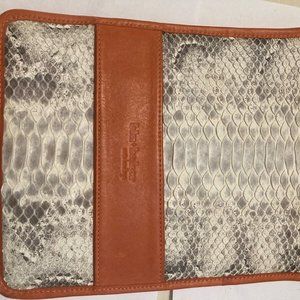 Python iPad holder natural color genuine python with genuine leather orange line